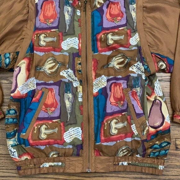 VTG EVR Silk Bomber Jacket Women Small Novelty Print Multi Windbreaker Halloween - Picture 7 of 13